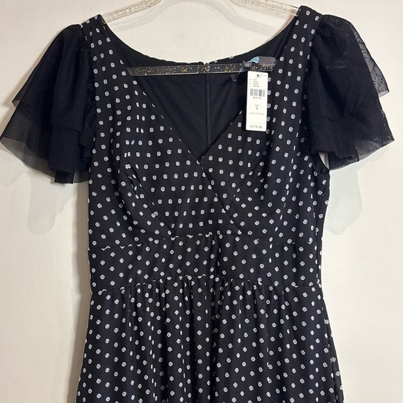 Anthropologie Eva Franco NWT Black & White Clipdot Maxi Dress Flutter Sleeve 4 - Picture 6 of 8